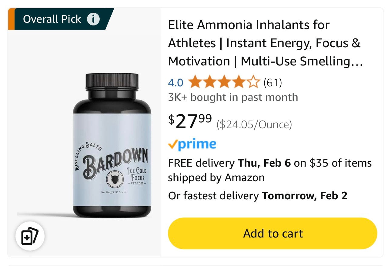 Bardown Smelling Salts – Premium Ammonia Inhalants